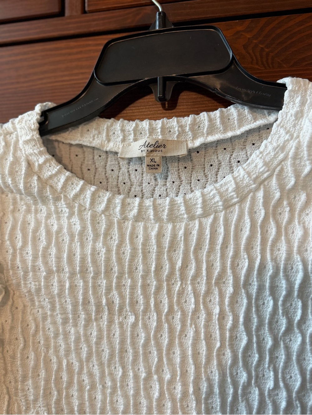 Atelier by Kirious Textured White Ruffle Sleeve Short-Sleeve Blouse - Picture 2 of 7